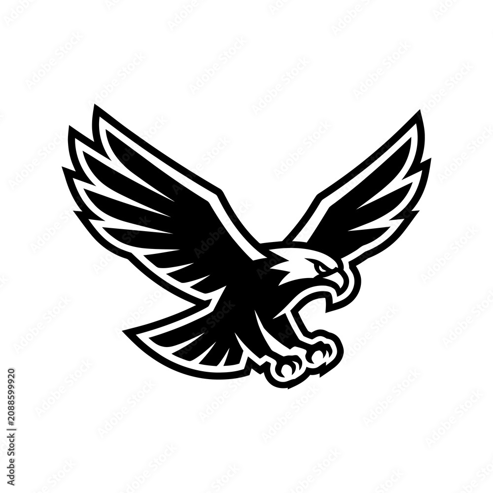 Obraz premium Eagle mascot vector flying for sports team emblem.