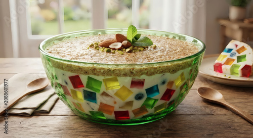 Multicolored gelatin mosaic dessert