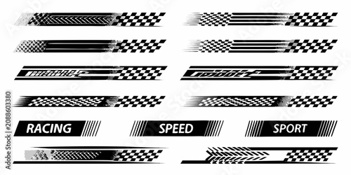 Foto Racing Stripe Banners Black And White Vector Illustration Collection
