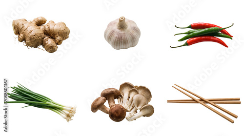 Foto Fresh Ingredients for Asian Cuisine Cooking Preparation