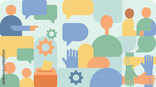 Fényképezés People Communicating with Speech Bubbles.