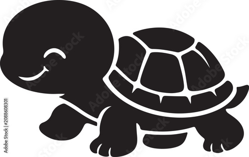  Black turtle silhouette walking white animal