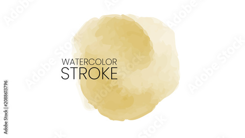 Vászonkép A single, isolated yellow watercolor stroke with the text 'WATERCOLOR STROKE' clearly visible to its left on a pure white background