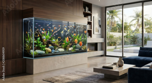 Modern living room aquarium design