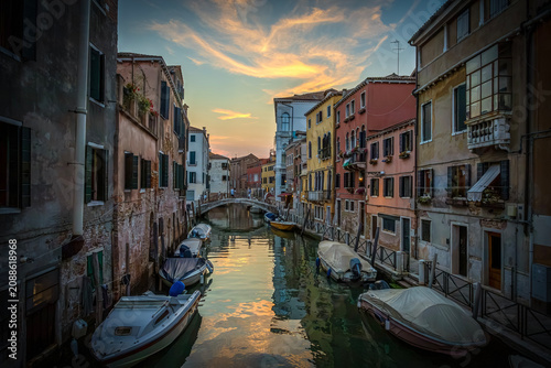 Venice canal at sunset
