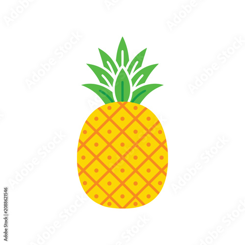 Fresh yellow pineapple fruit vector icon illustration design