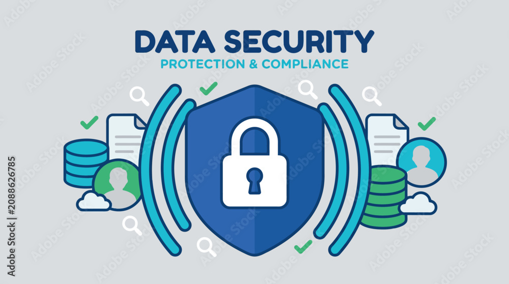 Fototapeta premium Digital Security Lock Icon Protection.