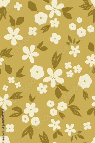 Hnad drawn vector seamless floral pattern background