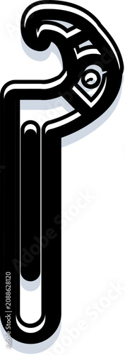 Φωτογραφία Black line illustration depicting a pipe wrench, a versatile hand tool commonly