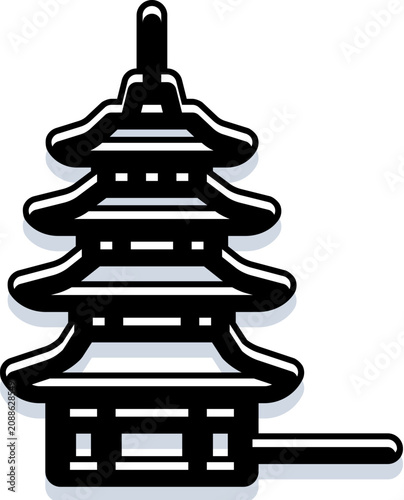 Obraz na plátně Traditional multi tiered pagoda silhouette evoking asian temple architecture, he