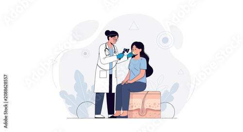 Dermatologist Examines Patient's Skin with Dermatoscope, Illustrating Skin Health and Medical Consultation