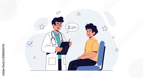 Doctor Consultation: Patient Visit to Physician, Medical Checkup, Health Care Illustration