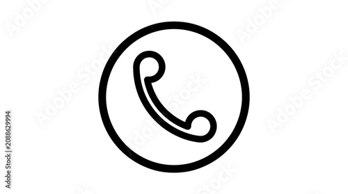 Tableau sur toile Minimalist Telephone Handset Icon Inside Circle on White Background