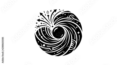 Abstract Swirling Black Hole with Stars and Arrows