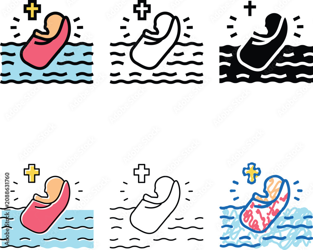 Obraz premium baptism christianity color icon vector. baptism christianity sign. isolated symbol styles