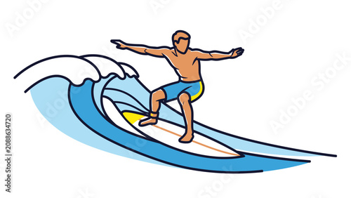 Man surfing on a wave riding board in ocean water sports