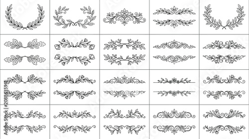 Φωτογραφία Set of botanical decorative frame borders and dividers for sophisticated wedding