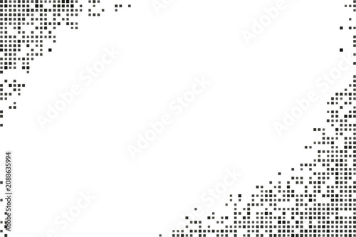 Abstract black and white pixel dot frame border isolated on transparent background, Vector, illustration
