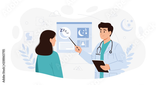 Doctor Consulting Patient About Sleep Health, Insomnia Treatment, And Sleep Disorders Diagnosis