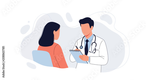 Doctor Consulting Patient in Modern Flat Illustration Style