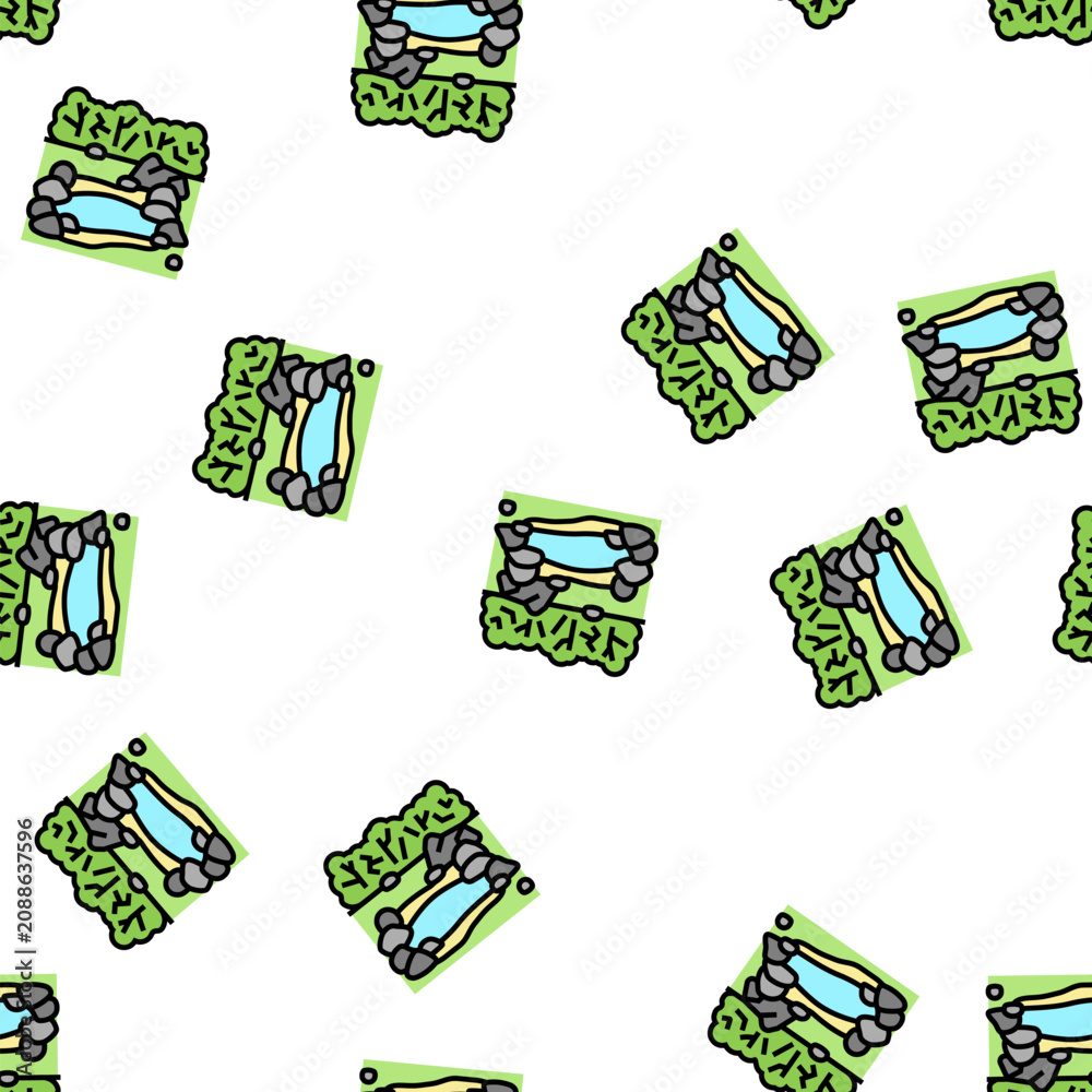Fototapeta premium pond nature vector seamless pattern pond nature sign illustration