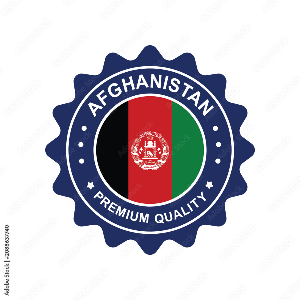 Fototapeta premium Afghanistan Premium Quality Badge with National Flag