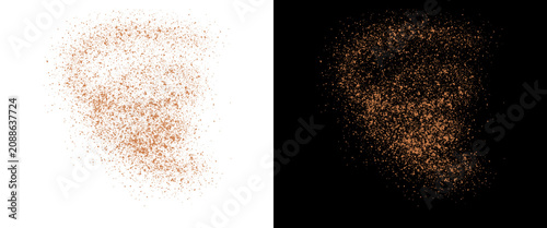 Fotografía Ground cinnamon powder burst on white and black backgrounds, aromatic brown spic