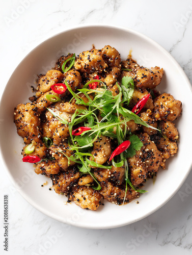 Ma po tofu chinese food in a bowl or plate image