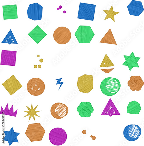 Canvastavla Colorful collection of fun geometric and star-shaped icons Vector