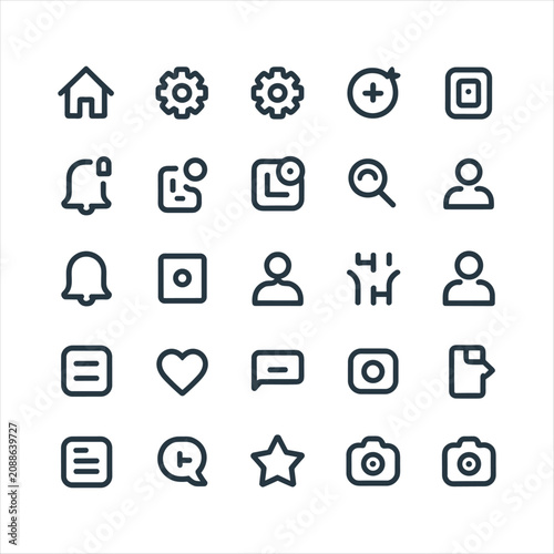 Social Media Web Icons Set with Flat Vector Symbols for Business Internet Technology Communication and Digital Interface Design