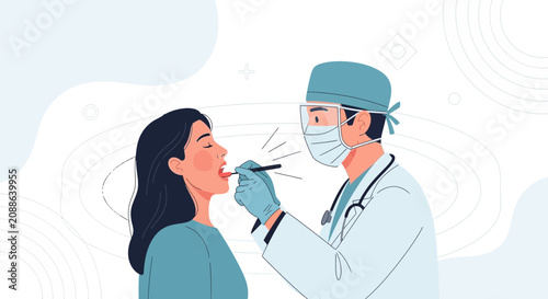 Doctor Examining Patient's Throat with Tongue Depressor - Medical Examination Scene
