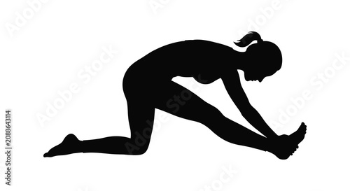 Konstfotografi Woman stretching leg silhouette against a white background