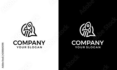 logo combination of speech bubble and rocket icons