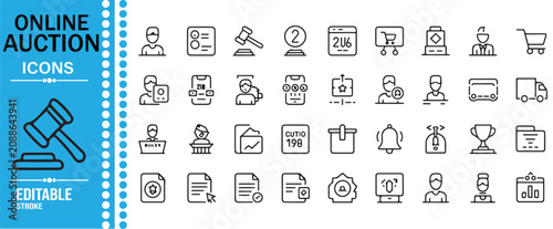 Bild auf Leinwand Auction Gavel Bidding and Marketplace Vector Icons
