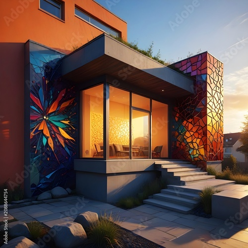 A passive house with large south-facing windows and thick natural insulation, ultra-energy efficient and bathed in natural light.