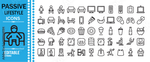 Foto Inactive Lifestyle and Home Comfort Outline Icon Pack