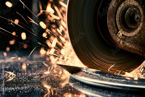 Abrasive Grinding Wheel Cutting Metal With Flying Sparks