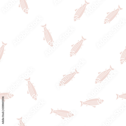 Schilderij op canvas adult salmon vector glyph seamless pattern adult salmon sign illustration