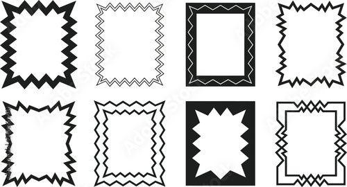 Fotografie set of various comic book style speech bubbles and frames for dialogue or text