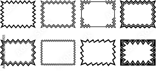 Obraz na płótnie Collection of various jagged square frames and borders for graphic design and de
