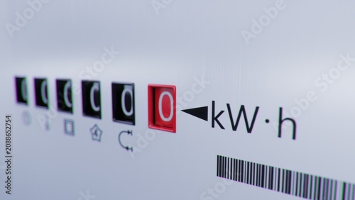 фотографія Close-up view of electrometer measuring electricity consumption