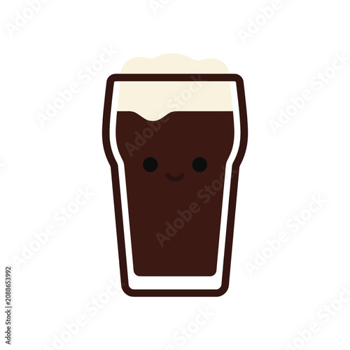 Obraz na plátně A stout beer in a clear glass with a thick foamy head, simple flat icon represen