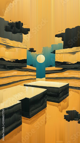 Golden Horizon Abstract Architecture