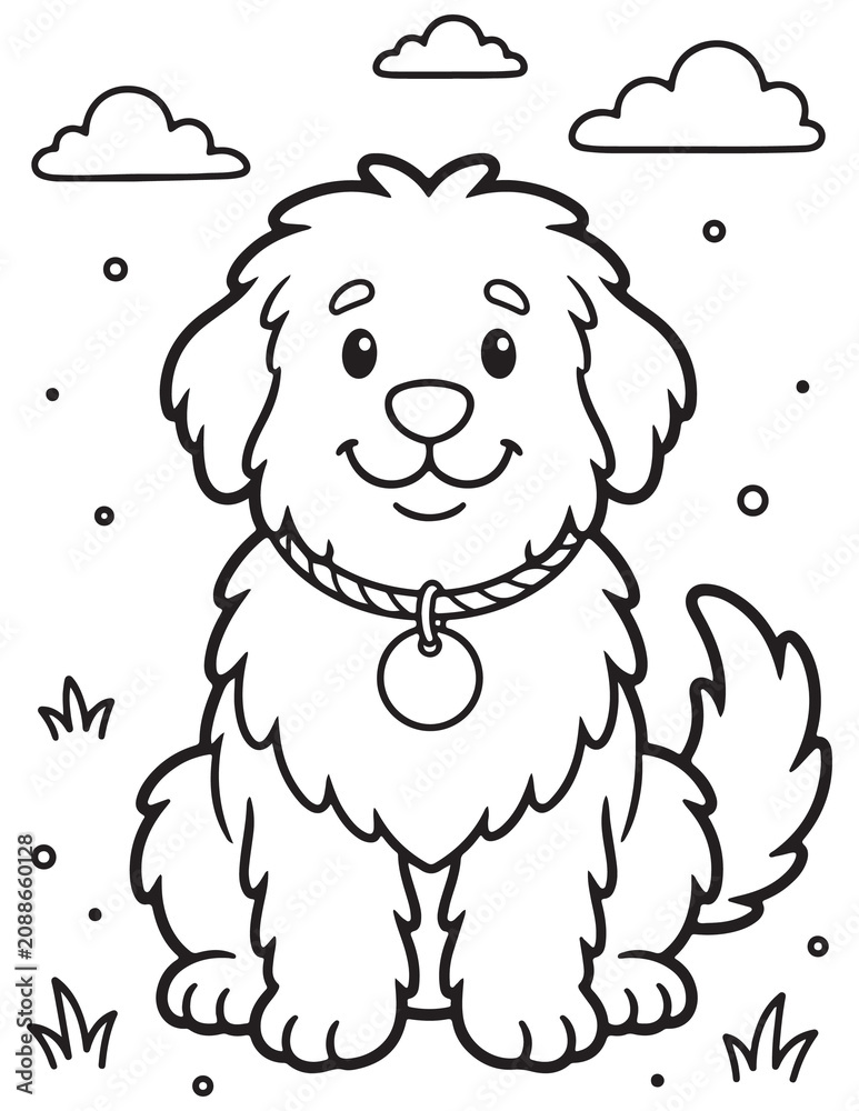 Obraz premium Fluffy Friends Dog coloring pages