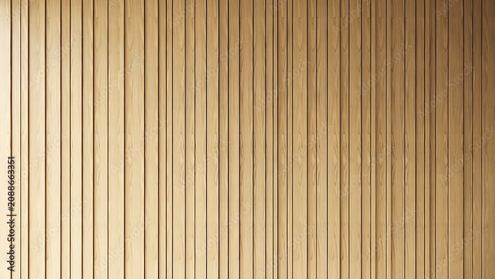 Fototapeta premium Wooden slatted wall with vertical panels and natural texture
