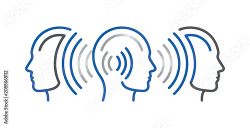Photos Human Head Profiles with Radio Wave Signals Vector