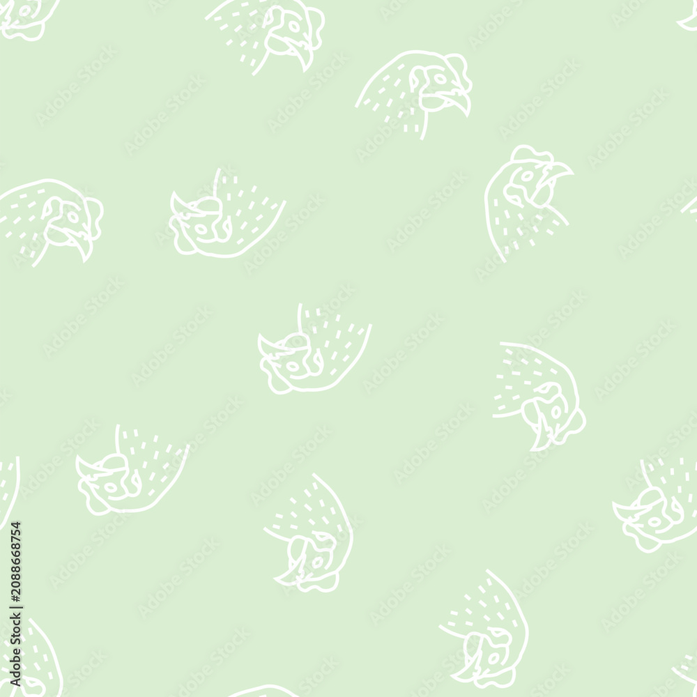 Fototapeta premium chicken animal zoo vector line seamless pattern chicken animal zoo sign illustration