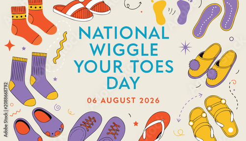 Photos Colorful illustration celebrating national wiggle your toes day holiday event po