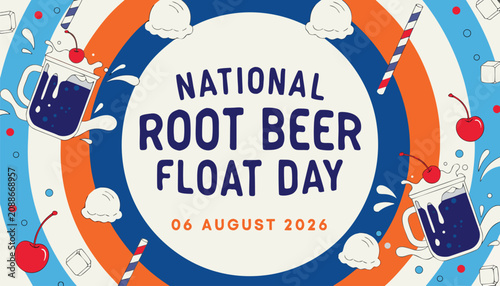 Bild auf Leinwand Colorful graphic poster celebrating national root beer float day event
