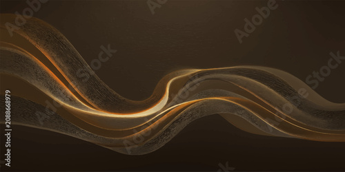 Konstfotografi Abstract Blue Light Wave Fractal Background with Flowing Smoke Lines and Digital